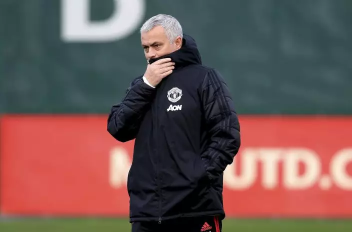 Manchester United's manager Jose Mourinho during the training session at the AON Training Complex in Manchester, England, Tuesday Dec. 11, 2018. Man United will play against Valencia, in their Champions League group stage soccer match on Wednesday. (Mike EgertonPA via AP)