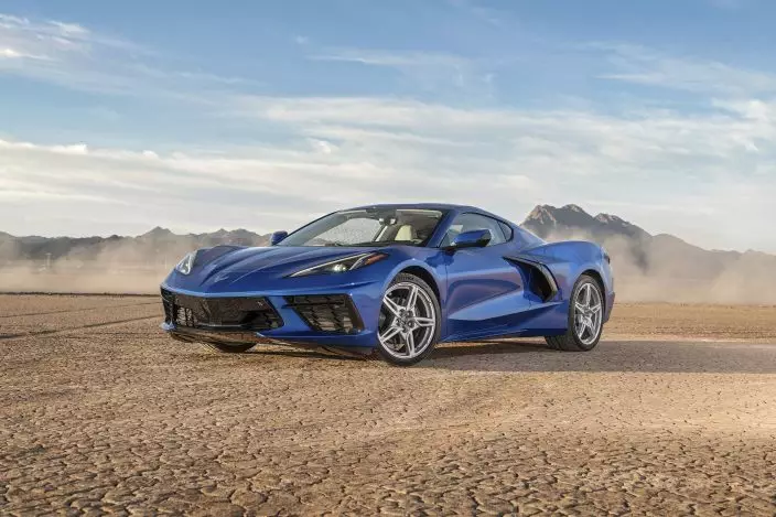 This photo provided by General Motors shows the 2022 Chevrolet Corvette, which has a mid-engine layout in its current incarnation. (Courtesy of General Motors via AP)