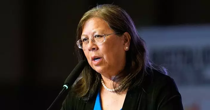 Betty Yee speaks during a gubernatorial candidate forum on Latino and immigrant communities in Sacramento, Calif., Tuesday, April 14, 2026. (AP Photo/Godofredo A. Vásquez)