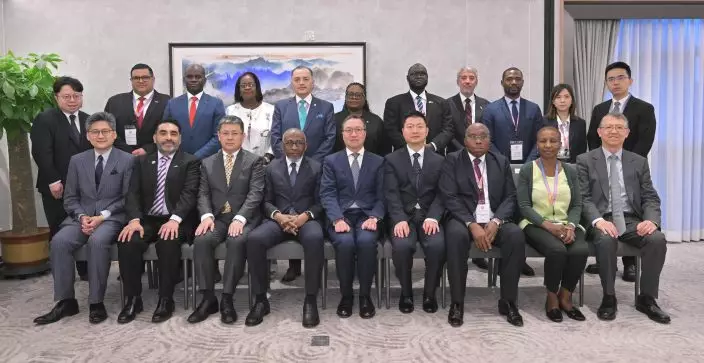 A delegation of 13 overseas government officials completed its visit to Hong Kong today (May 29). Photo shows the Secretary for Justice, Mr Paul Lam, SC (front row, centre), with the delegation. Source: HKSAR Government Press Releases