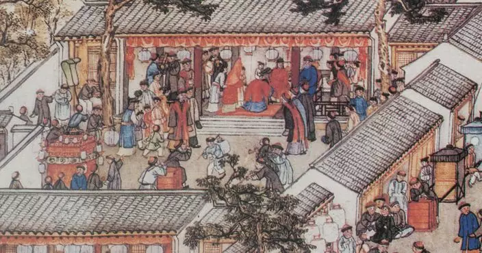 清代《姑蘇繁華圖》局部,描繪婚禮情況 (網上圖片)