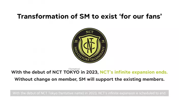 宣布NCT TOKYO小分隊出道之後,會停止NCT「無限擴張」體制(影片截圖)