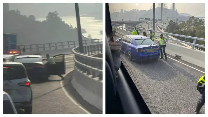 警方在屯門公路截獲可疑車輛。網上圖片