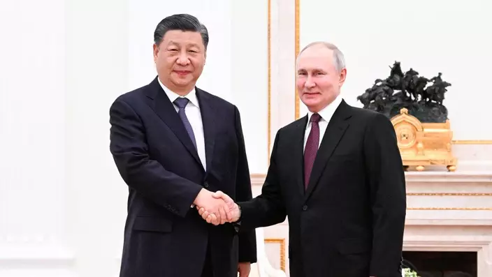 習近平會見俄羅斯總統普京。新華社
