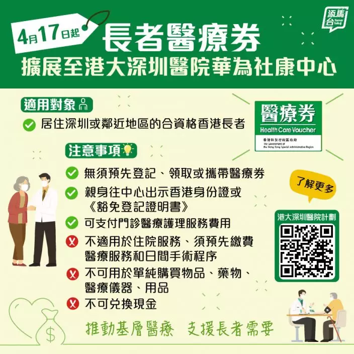 醫療券可支付港大深圳醫院社康中心服務。fb「添馬台」圖片