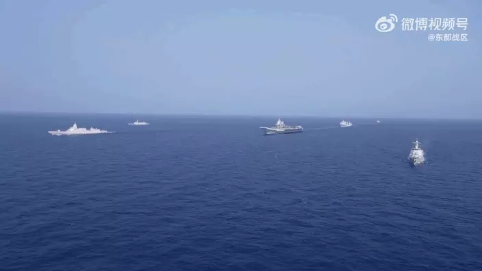 山東艦首次參加環台島戰備警巡。微博