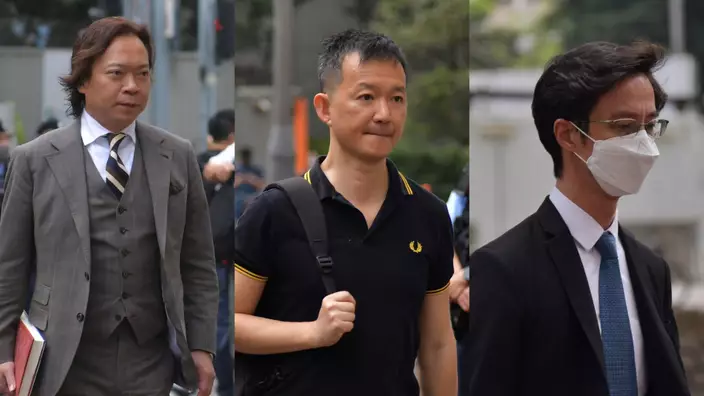 由左至右被告:劉偉聰、陳志全及柯耀林。