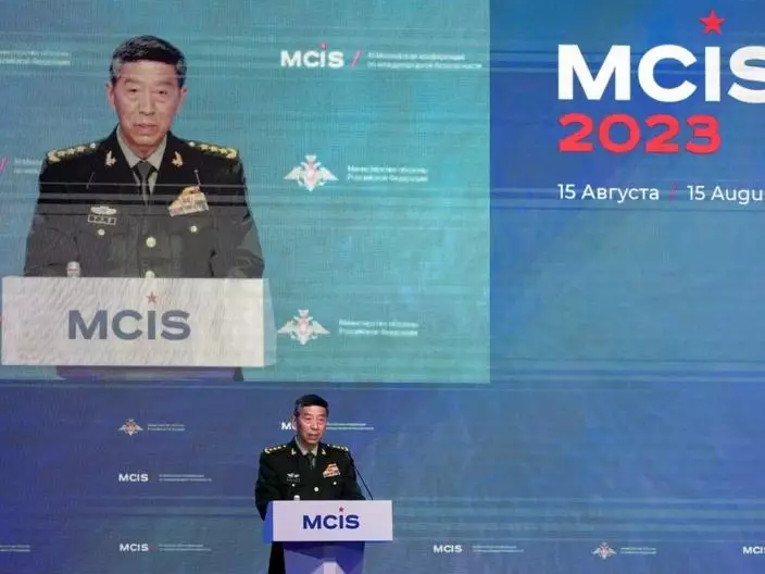李尚福在俄羅斯出席莫斯科國際安全會議。（AP圖片）