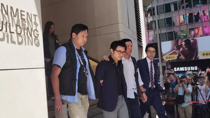 林作於9月18日早上被警方拘捕，之後獲準保釋。（本網記者攝）