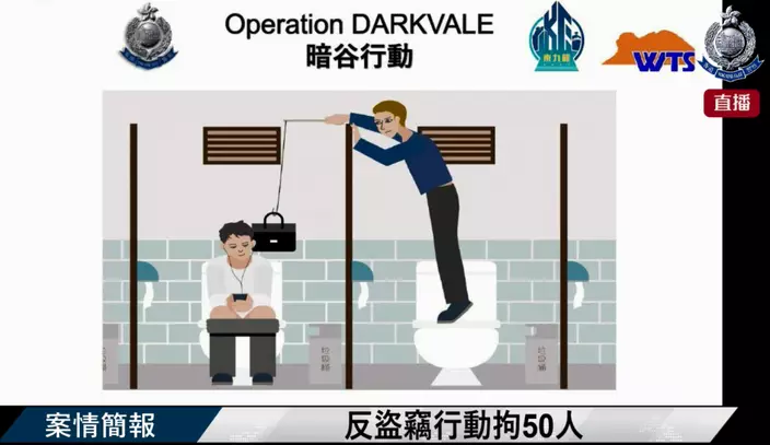 賊人亦會趁物主上廁所時盜取物品。香港警方FB直播截圖