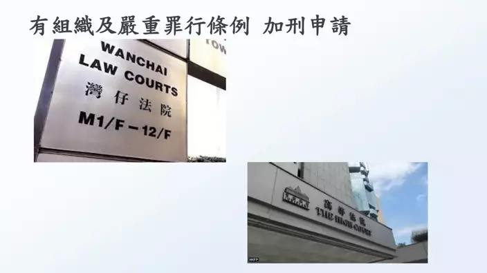 警方徵詢律政司法律意見，追究被捕人的刑事責任，並向法庭申請加刑。香港警方提供資料