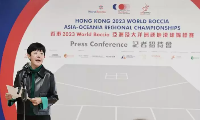 中國香港傷殘人士體育協會會長馮馬潔嫻很高興再度在港舉辦硬地滾球國際賽事。