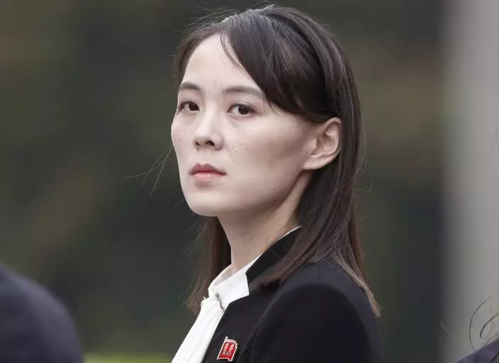 金與正譴責韓方空投反朝傳單。AP圖片