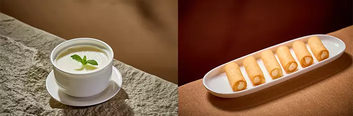 順德經典甜品組合,左為大良雙皮奶,右為大良炸脆奶
