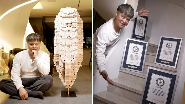 「紙牌建築師」憑驚人專注力堆疊 連創4項新世界紀錄。圖片來源:guinness world records