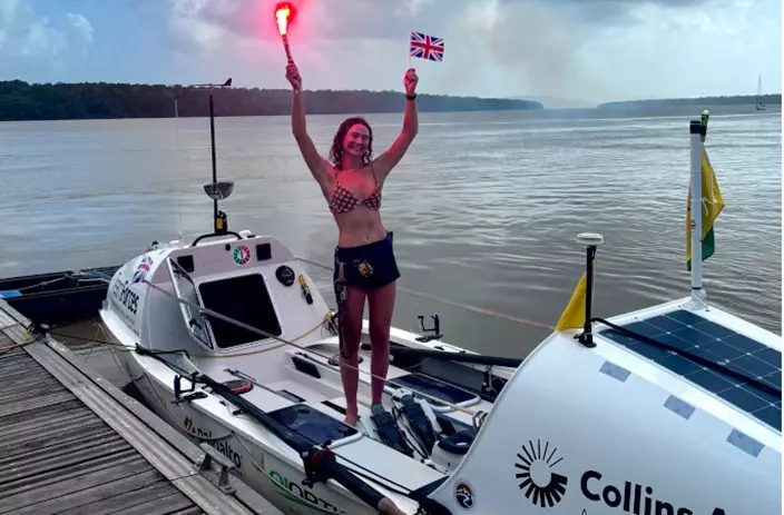 英女獨自划船近百天橫渡大西洋 連創3項世界紀錄。圖片來源:guinness world records