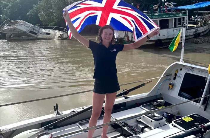英女獨自划船近百天橫渡大西洋 連創3項世界紀錄。圖片來源:guinness world records