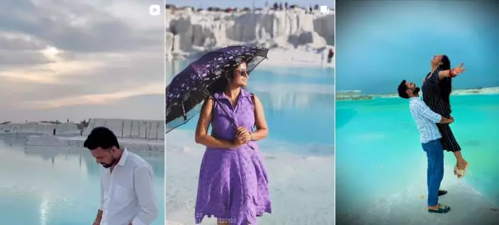 印度網紅景點「白色雪原」實為高污染大理石廢料場，遊客付費數百元拍照卻面臨嚴重健康風險。圖片來源：基尚加爾廢料場婚攝推廣IG @dumpingyard