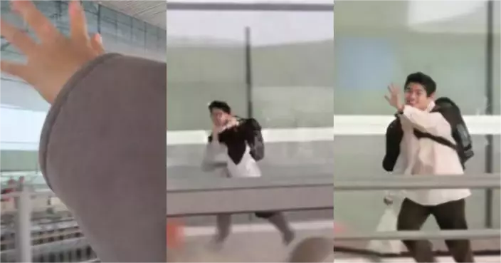 鄭州慈母誤以為兒不捨狂奔追車，竟是送錯高鐵閘口。影片截圖