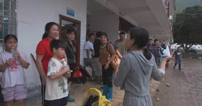 Flood-hit Guangdong town secures supplies for evacuated residents at relocation sites