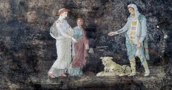 Project to shore up Pompeii yields stunning black banquet hall, with frescoes of Trojan War figures