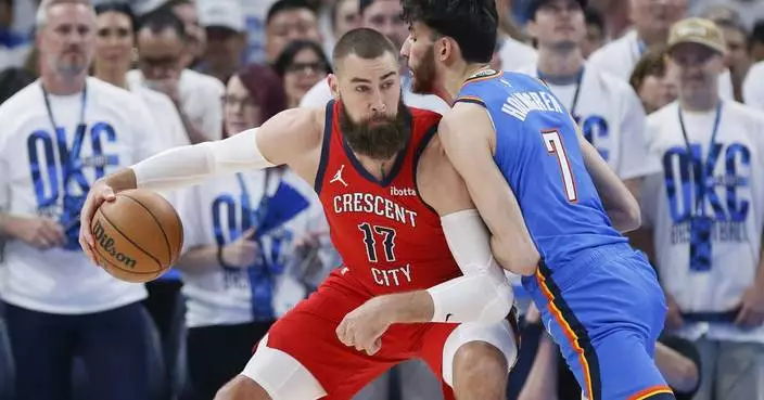 Thunder's Holmgren bests Pelicans' Valanciunas in center matchup to help OKC take 2-0 lead