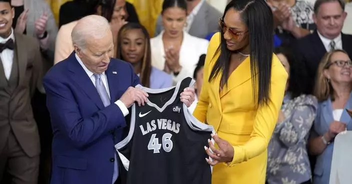 President Joe Biden cheers the Las Vegas Aces and women&#8217;s basketball