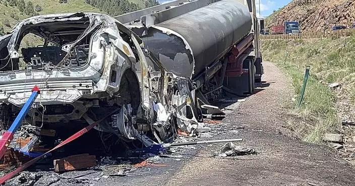 1 person has died and another is hurt after a fiery tanker truck crash in Colorado