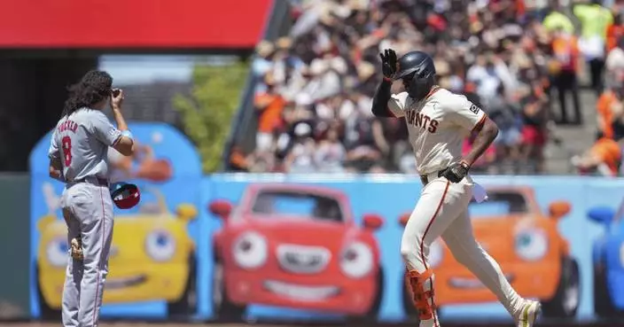 Jorge Soler&#8217;s 3-run homer keys a 9-run inning that leads the Giants past the Angels 13-6