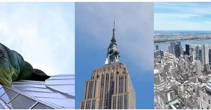 Um espetáculo em Nova York: Empire State Building estreia Vhagar, o Dragão-fêmea, de 270 pés, enrolado ao redor do mastro do edifício, em parceria com a Max