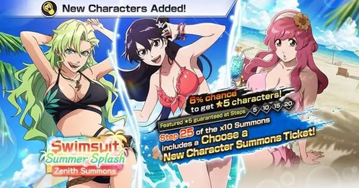 "Bleach: Brave Souls" Featuring New Characters Enjoying a Vacation in Swimsuits in the Swimsuit Zenith Summons: Summer Splash is Available from Sunday, June 30