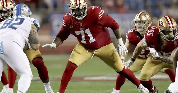 The 49ers offensive line tested in camp without All-Pro Trent Williams