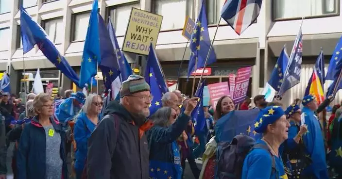 Anti-Brexit protesters rally in London, demanding UK&#8217;s return to EU