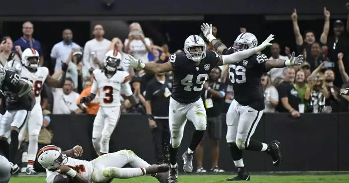 Raiders hold off Browns to win 20-16 behind defense and newfound running game