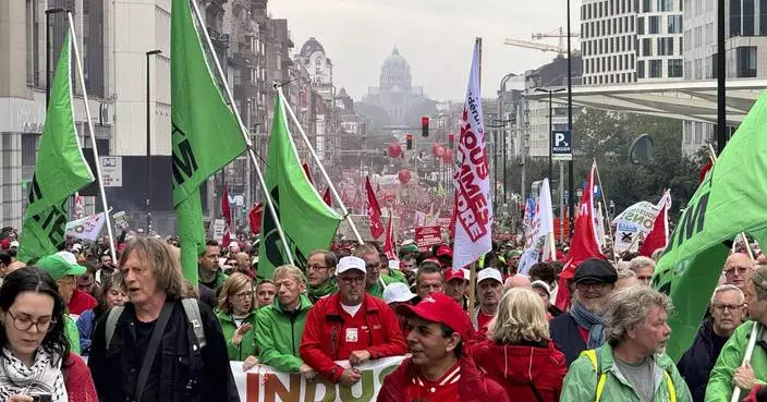 Autoworkers demonstrate in Brussels to protest layoff threats across the EU industrial base