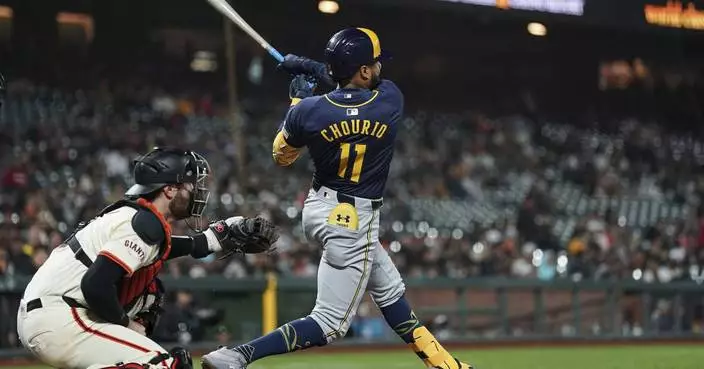 Chourio homers, Montas pitches 6 scoreless innings as Brewers shut out Giants 3-0