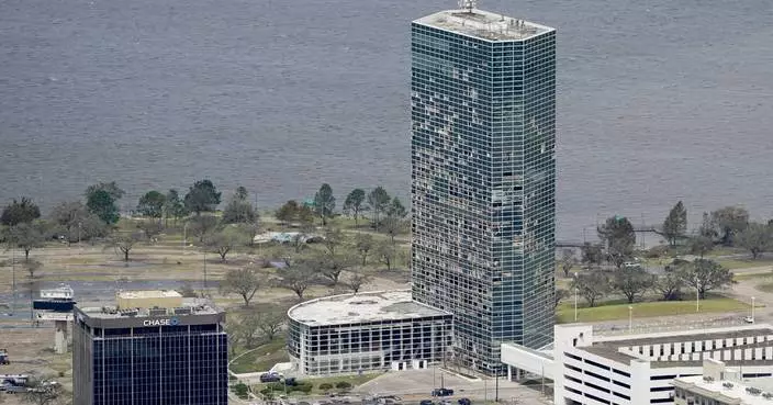 A hurricane-damaged Louisiana skyscraper is imploded