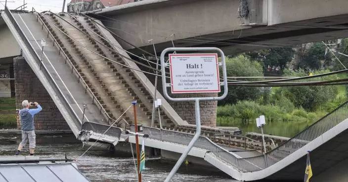 A partial bridge collapse in eastern Germany disrupts traffic. No one was injured