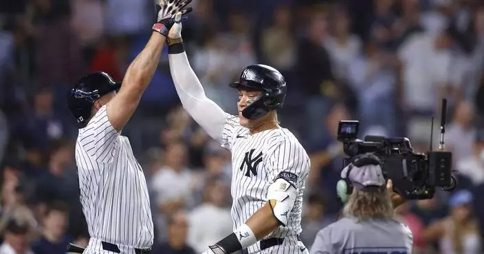 Yankees win AL East title with 10-1 victory over Orioles behind Judge, Stanton and Cole