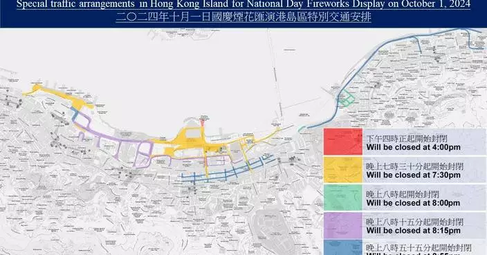 Special Traffic Arrangements for National Day Fireworks on Hong Kong Island and Kowloon