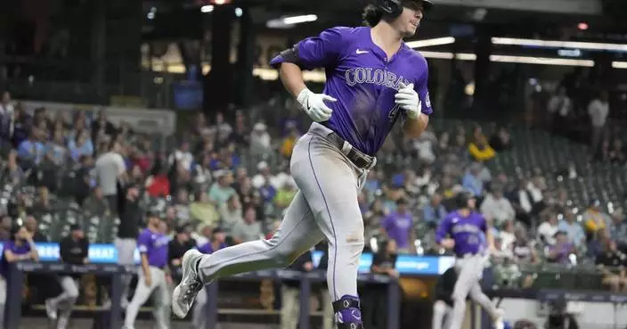 Toglia hits a 3-run homer, Feltner strikes out 6 in 6 innings and Rockies beat Brewers 3-2