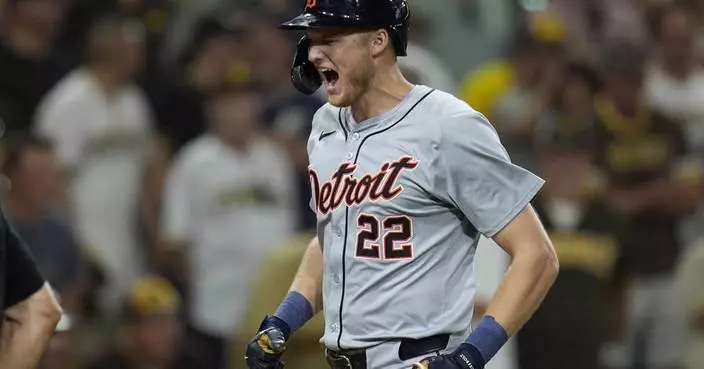 Meadows hits a two-out grand slam in the 9th inning to lead the Tigers to 4-3 win over the Padres