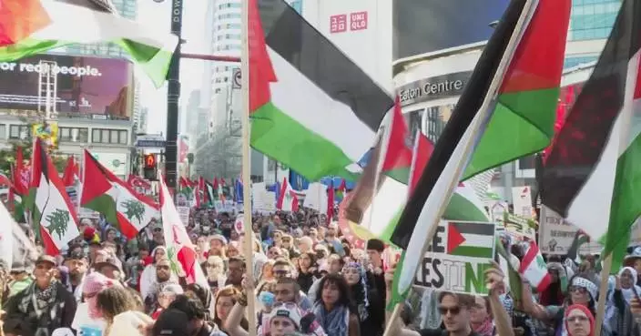 Pro-Palestinian protesters march in Toronto against Western arm supplies to Israel