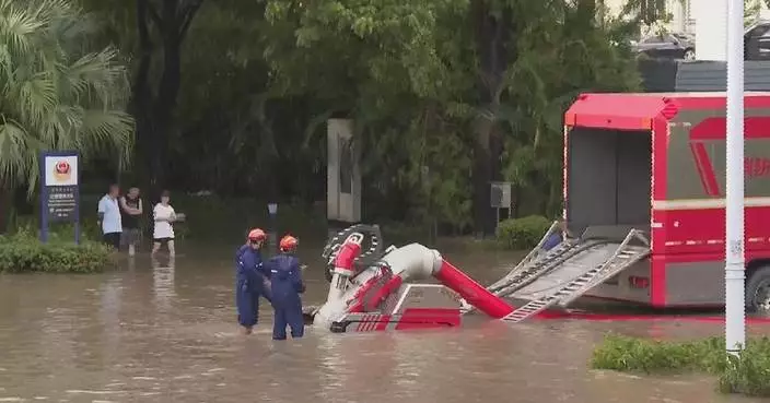 Sanya streets submerged as heavy rain from Typhoon Trami pummels Hainan