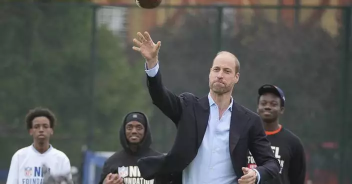 Royal arm: Prince William tries his hand at flag football in NFL event with kids in London