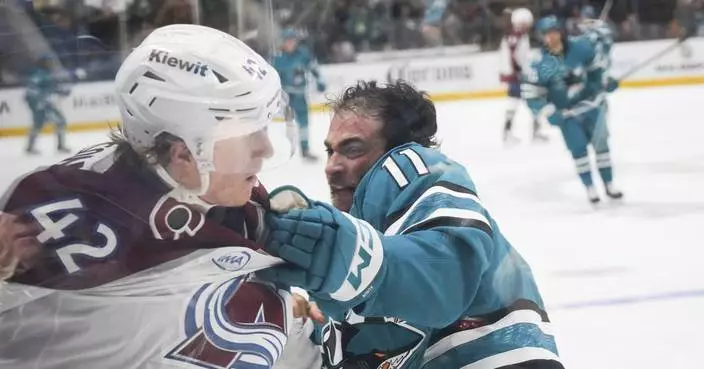 Colton scores twice, Annunen makes 25 saves to help Avalanche beat winless Sharks 4-1