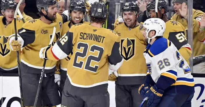 Eichel, Barbashev and Theodore have a goal and assist to lead Golden Knights to 4-3 win over Blues