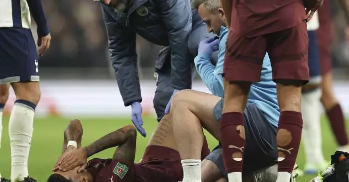 Savinho in tears after coming off injured for Man City in League Cup match. Akanji also hurt