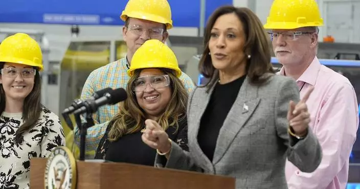 Harris tells computer chip workers in Michigan they are a &#8216;source of my optimism&#8217; about the US