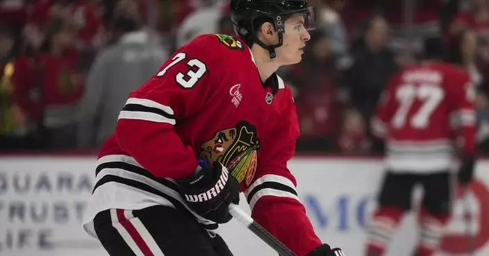 Lukas Reichel makes his season debut for the Chicago Blackhawks